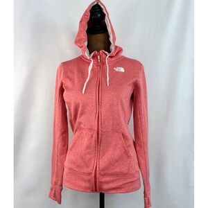 The North Face Womens Small Pink Heathered Full Zip Fleece Hoodie Thumbholes S/P